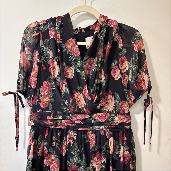 Gal Meets Glam Ashlyn Chiffon Dress Floral Maxi Fit & Flare Size 8 P Petite - Picture 4 of 8